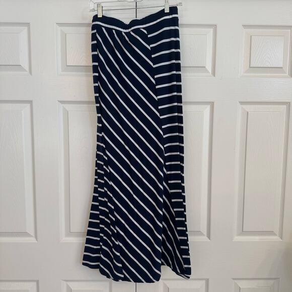 Maurice’s Women’s Soft Navy/White Striped Fit/Flare Drawstring Maxi Skirt Size M - Picture 2 of 4